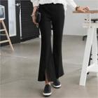 Cropped Slit-front Boot-cut Pants