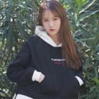 Letter Embroidered Color Panel Hoodie