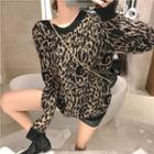 Leopard Print Loose-fit Cardigan / Leopard Print Sweater