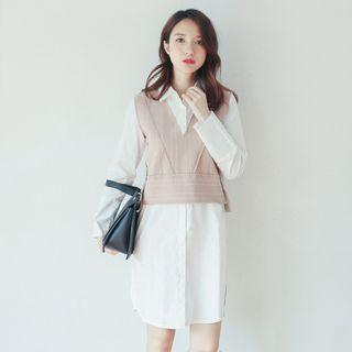 Mock Two-piece Shirt Dress