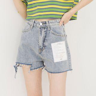 Letter Applique Denim Shorts