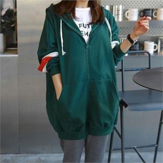 Contrast-trim Lettering Loose-fit Hoodie