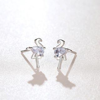 Rhinestone Flamingo Stud Earring Flamingo - One Size