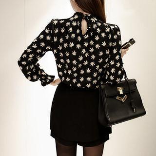 Frill-neck Patterned Top