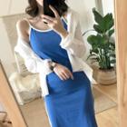 Color-block Slim-fit Slipdress / Plain Jacket