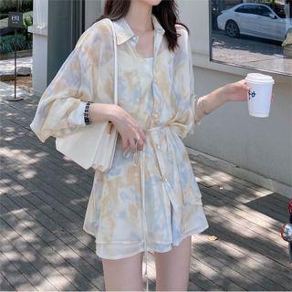 Set: Tie-dyed Shirt + Shorts + Camisole Top