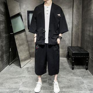 Set: 3/4-sleeve Toggle Jacket + Capri Pants
