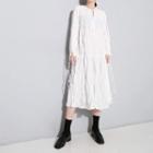 Long-sleeve Midi Crinkle Dress
