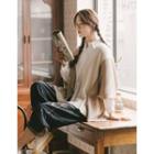 Two-tone Knit Cape Cardigan