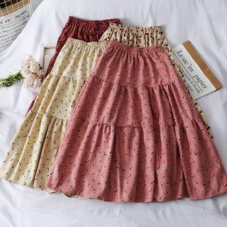 Corduroy Floral A-line Skirt