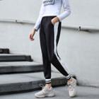 Contrast-pining Jogger Pants Black - One Size