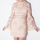 Lace Bell-sleeve Sheath Dress