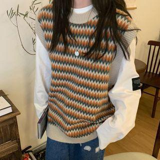 Chevron Knit Vest As Shown In Figure - One Size