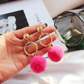 Pom Pom Alloy Hoop Dangle Earring