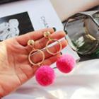 Pom Pom Alloy Hoop Dangle Earring