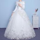 Embroidered Long-sleeve Ball Gown Wedding Dress