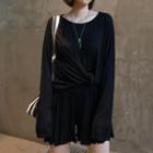 Set: Long-sleeve Top + Pleated Skort