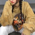 Printed Crewneck Long-sleeve Sweatshirt Khaki - One Size