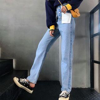 Color-block High-waist Loose-fit Jeans
