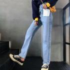 Color-block High-waist Loose-fit Jeans