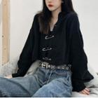 Safety Pin Cropped Cardigan Black - One Size