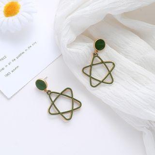 S925 Sterling Silver Star Drop Ear Stud / Clip-on Earring
