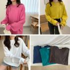 Plain Long-sleeve Loose-fit T-shirt - 8 Colors