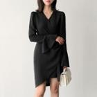 Bell-sleeve Wrap-front Dress