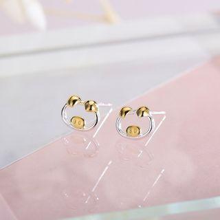 925 Sterling Pig Stud Earring Es653 - Gold & Silver - One Size