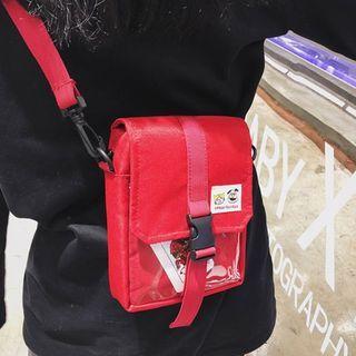 Transparent Panel Snap Buckle Crossbody Bag