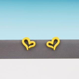 Open Heart Earring 1 Pair - Yellow - One Size
