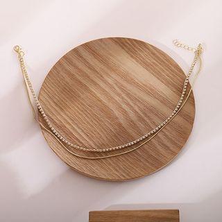 Double-layered Chain Necklace Blue - One Size