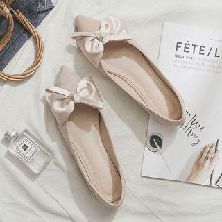 Faux Suede Ribbon Pointed Flats