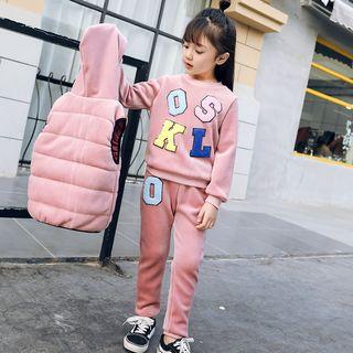 Set: Appliqu  Pullover + Hooded Vest + Sweatpants