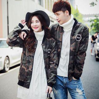 Couple Matching Camouflage Zip Jacket