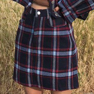 Plaid Mini A-line Skirt