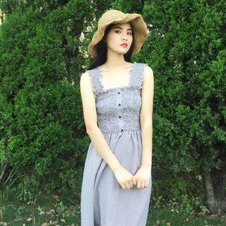 Plaid Sleeveless Flared Skirt