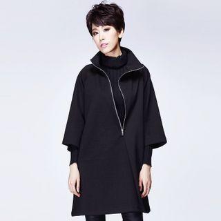 3/4-sleeve Half-zip Mini A-line T-shirt Dress