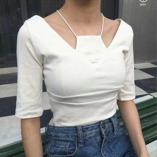 Slim-fit Plain Short-sleeve Cropped Top