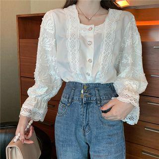 Puff-sleeve Lace Shirt