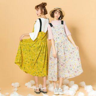 Wide-strap Floral Midi Dress