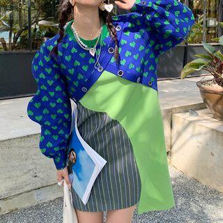 Long-sleeve Heart Panel A-line Dress