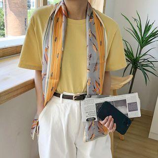 Printed Silk Narrow Scarf Tangerine - J2012 - 150x15cm