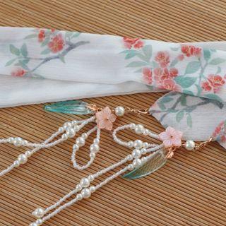 Flower Print Beaded Hair Tie / Set