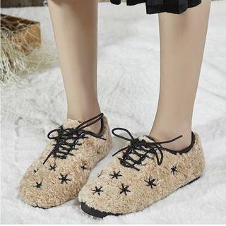 Star Embroidered Furry Oxfords