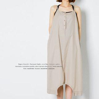 Spaghetti-strap Linen Blend Jumpsuit