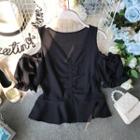 V-neck Cold-shoulder Blouse