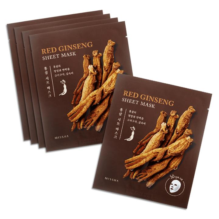 Missha - Red Ginseng Sheet Mask 5 Pcs