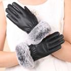 Faux Fur Leather Gloves