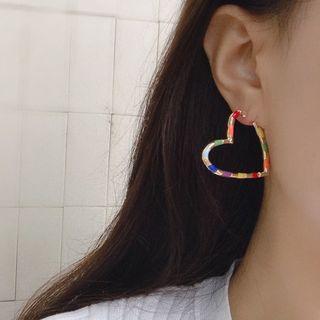 Alloy Heart Earring 1 Pair - S925 Sterling Silver Stud Earring - One Size